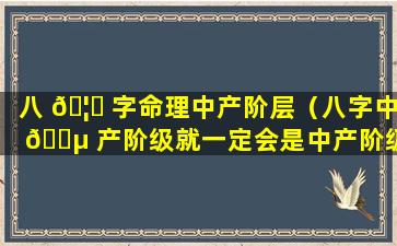 八 🦊 字命理中产阶层（八字中 🌵 产阶级就一定会是中产阶级吗）